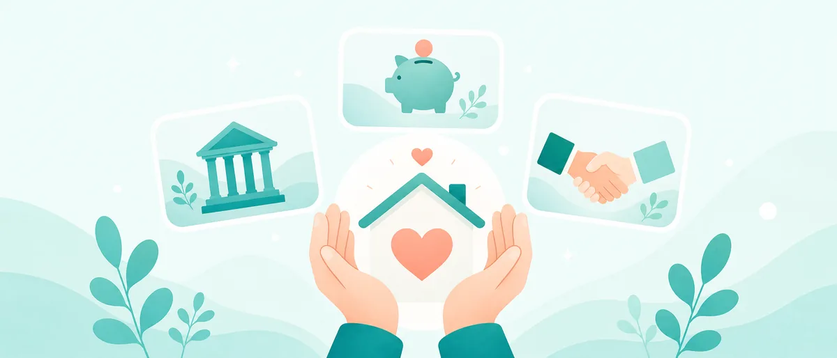 住まいを守るためのさまざまな資金の工面方法を表したイラスト