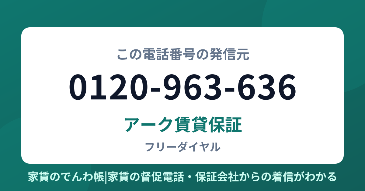 0120-963-636の発信元はアーク賃貸保証|家賃のでんわ帳